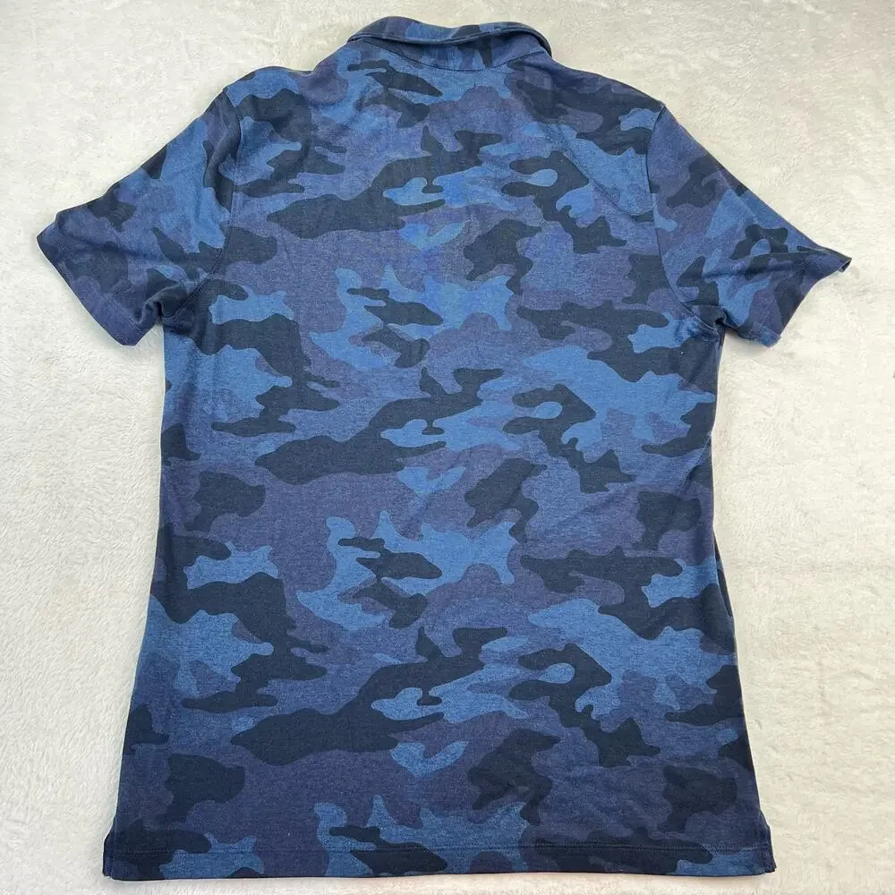 Banana Republic Luxury-Touch Performance Golf Polo Shirt Blue black camo size M